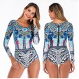 One-piece long-sleeved surfing suit sunscreen female swimsuit hot spring diving suit swimsuit 6626