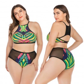 Plus size bikini gathered big cup ladies swimsuit swimsuit 6671