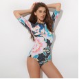 Sexy one-piece female swimsuit hot spring long-sleeved slim surf diving suit swimsuit 83