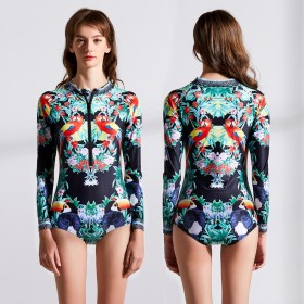 Sexy Siamese Lady Swimwear Hot Spring Surfing Diving Long Sleeve Swimsuit 9109