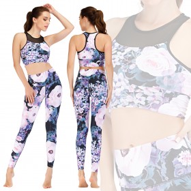 Fitness wear running print suit yoga suit tights barbie pants sports bra 048