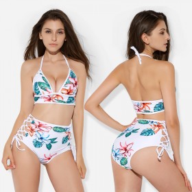 Sexy wearing rope high waist split bikini female swimsuit hot spring was thin swimsuit 2146