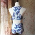 Sexy size chest gathered split triangle bikini female swimsuit hot spring swimsuit 92
