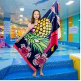 Large bath towel Nordic ethnic style big flower active printing bathroom bath seaside thickened pure cotton beach pad towel