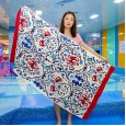 Large bath towel Nordic ethnic style big flower active printing bathroom bath seaside thickened pure cotton beach pad towel