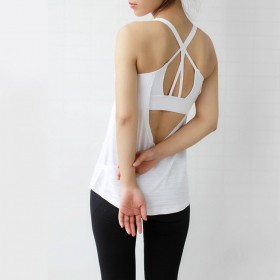 Fake two-piece vest loose blouse with sports yoga suit sports vest female loose