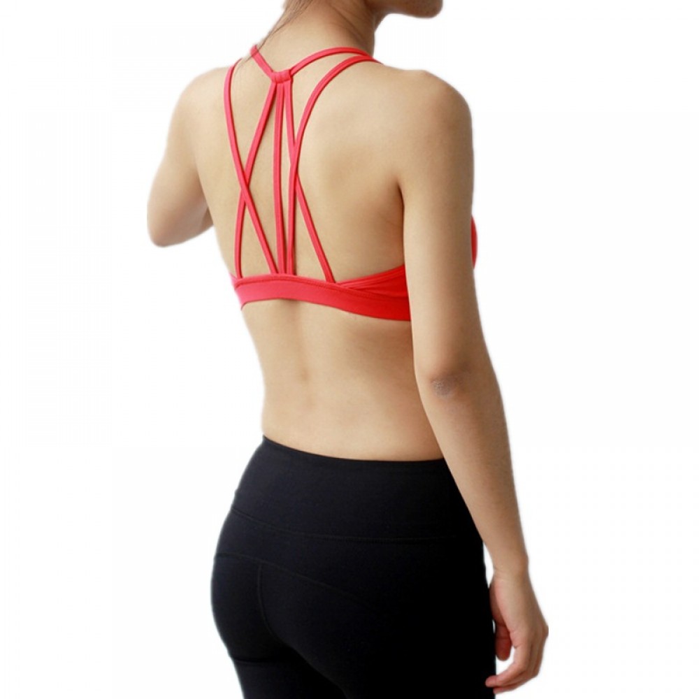 Shockproof sports bra yoga fitness underwear female quick-drying gathered running jacket bra nylon