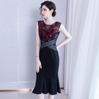 Sleeveless dress female spring new intellectual commuting Slim bag hip mid-length women's one-step skirt