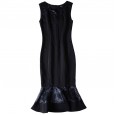 Summer new dress round neck sleeveless bag hip slim mid-length fishtail skirt women