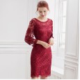 Spring new mesh sequin embroidery round neck was thin package hip skirt women's one-step skirt dress