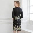 Early Spring New V-neck Heavy Industry Embroidery Slim Waist Seven-point Sleeve Women's One-Step Skirt Dress