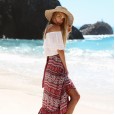Hot sale bohemian seaside new printed split skirt skirt