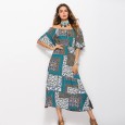 Bohemian style cross-border summer new printed one-shoulder dress