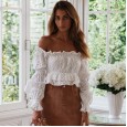 Xia solid color lotus leaf long-sleeved short bohemian tube top shirt female beach cover sunscreen