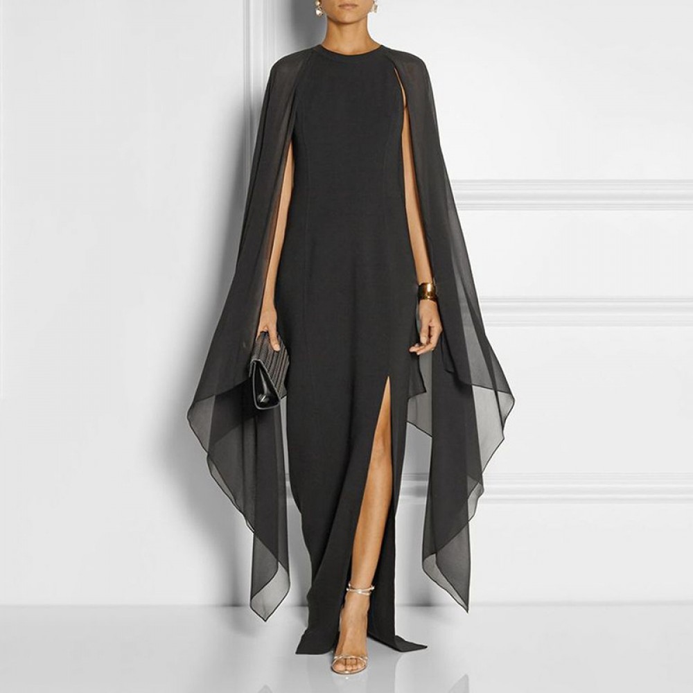 Spring new women's chiffon dress fashion queen fan dress