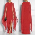 Spring new women's chiffon dress fashion queen fan dress