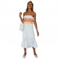 Spring and summer new wind lotus leaf color matching back strap tube top