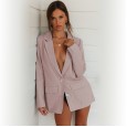 Autumn and winter new pink small suit jacket women's jacket two buckle long sleeves