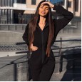 Autumn and winter new women's jumpsuit sweater loose zipper jumpsuit