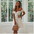 Spring's first new wrapped chest strapless printed dress ladies slim waist skirt