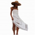 Summer new style wrapped chest irregular long white dress women's clothing