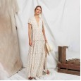 Women's Bohemian Ruffled Floral V-Neck Dress