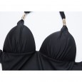 New halter one-piece swimsuit female sense bikini small chest gathered to cover belly was thin bubble hot spring swimsuit