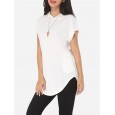 Summer new V-neck loose large size women's shirt hooded sweater short-sleeved t-shirt