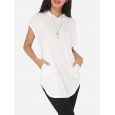 Summer new V-neck loose large size women's shirt hooded sweater short-sleeved t-shirt