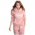 Autumn and winter women's casual suit hooded fleece thick sweater three-piece suit