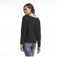 Spring new long-sleeved t-shirt women's sense of off-the-shoulder loose large size women's tops