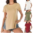 Xiaxin casual solid color t-shirt women's short-sleeved loose bottoming shirt