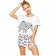 Summer new sweet cute elephant print fashion wild cartoon classic short sleeve t-shirt female