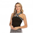 Summer letter personality cross thin elastic shoulder strap bottoming camisole female summer wear sexy top