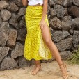 New women's long button bag hip skirt wild high waist side split exposed thigh bag hip slim skirt