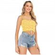 Summer new style outside wear sexy pleated camisole lace striped sleeveless women's top