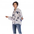 New women's spring and summer printed large size shirt female loose long-sleeved shirt top