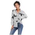 New women's spring and summer printed large size shirt female loose long-sleeved shirt top
