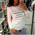 Women's autumn and winter new letter printing plus velvet pullover sweater female casual long sleeve round neck T-shirt