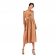 Summer women's lace-up bow strapless strap chiffon dress