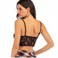 New embroidered little vest sexy stitching lace suspenders