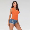 Summer new women's short sexy cross V-neck knitted vest female autumn solid color sleeveless top