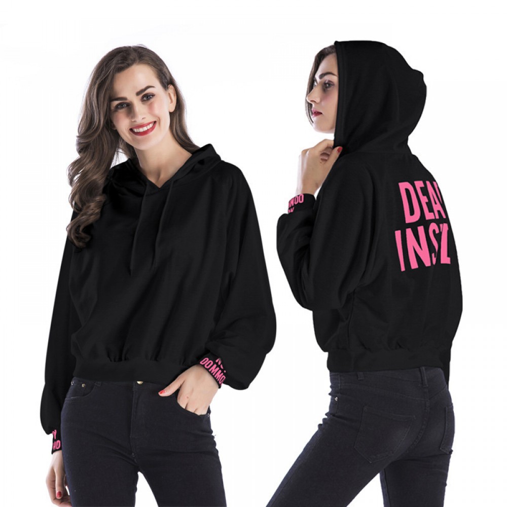 Women's Letter Print Hooded Sweater Women's Loose Pullover