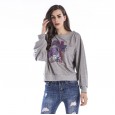 Plus size sweater women's round neck loose printed long-sleeved t-shirt casual comfortable sweater new women