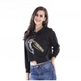 Sweater female spring new personality irregular short hooded sweater casual loose large size T-shirt