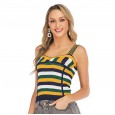 Summer new women's vibrant color matching striped sling knit sweater sleeveless short vest