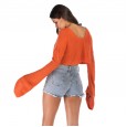 Short section exposed navel sweater women's autumn and winter loose lazy solid color sweater coat