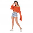 Short section exposed navel sweater women's autumn and winter loose lazy solid color sweater coat