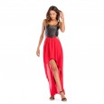 Women's new stitching chiffon suspender dress summer waistless dress