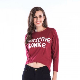 Fashionable Women's Round Neck Turtleneck Loose Short Short Sleeve T-shirt